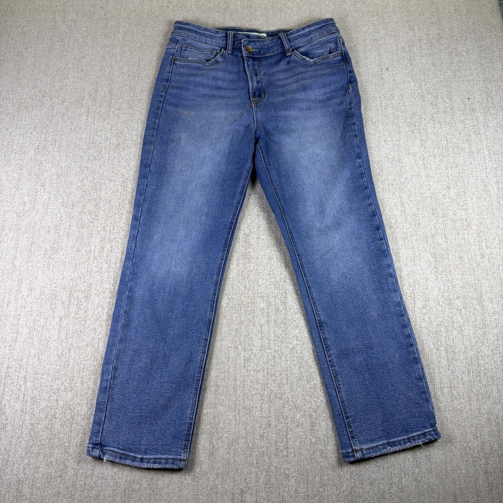 Altar'd State Straight Leg Jeans Women 28 Blue Light Wash Distressed Mid Rise